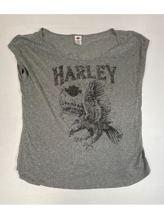 Harley-Davidson Tops - Harley-Davidson Women L Retro Apol's Alexandria Raymond Minnesota Gray T-Shirt